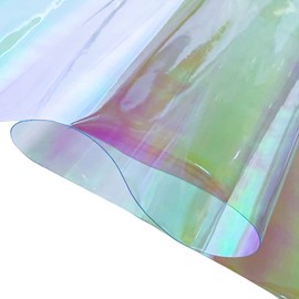 30x135cm Holographic Clear PVC Vinyl 0.4mm Iridescent Laser Transparent Rainbow Film for DIY Hair Clips Patchwork Craft Supplies (Light Pink)