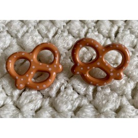 Large Salted Pretzel Doll Play Food Stud Earrings - Foodie Jewelry - Mini Pretzels Baker Bread Twists Dough Ears