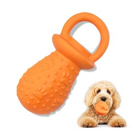 LLSPET Latex Chew Dog Toys, Novelty Squeaky Pacifier Dog Toys, 5.2" Durable Pacifier Dog Chew Toys for Small and Medium Dogs(Orange,1 Pcs)