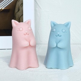 Xidmold 3D Cat Ghost Candle Mold, Cute Ghost Silicone Mold for Fondant, Soap, Epoxy Resin, Polymer Clay, Plaster Ornament, DIY Crafts