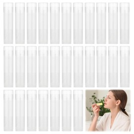 XIAQICA Pack of 70 Empty Lipstick Tubes, 5 ml Lip Balm Container with Cap, Reusable, Plastic, Refillable, Empty Lip Balm Stick for DIY Lipstick Sleeves (Transparent)