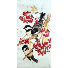 Mary Lake Thompson Winterberry Chickadee Christmas Dish Towel