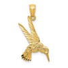 14k Yellow Gold Solid Hummingbird Charm Pendant
