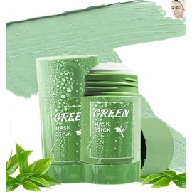 Green Mask Stick,1 Stück Grüntee Maske Stick,Tiefenreinigung & Mitesserentfernung, Feuchtigkeitsspendende Tonmaske für Gesichtspflege,Ölregulierung & Hautaufhellung, Geeignet für die meisten Hauttypen