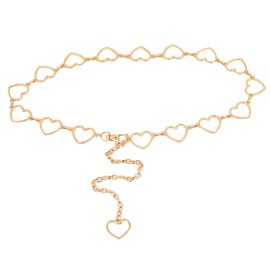 Milya Fashion Chain Belt for Women - Waist Belt Waist Chain Belly Chain Hip Belt Made of Metal - Elegant Design - Belt for Dress, Heart gold