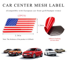 Gasedin 2 PCS National Flag Grille Badge, 3D Metal Automotive Grill Emblem with L Shaped Bracket, Flag Sign Badge for Front Grill Tailgate Bumper Fender Decoration, Car Accessories (America)