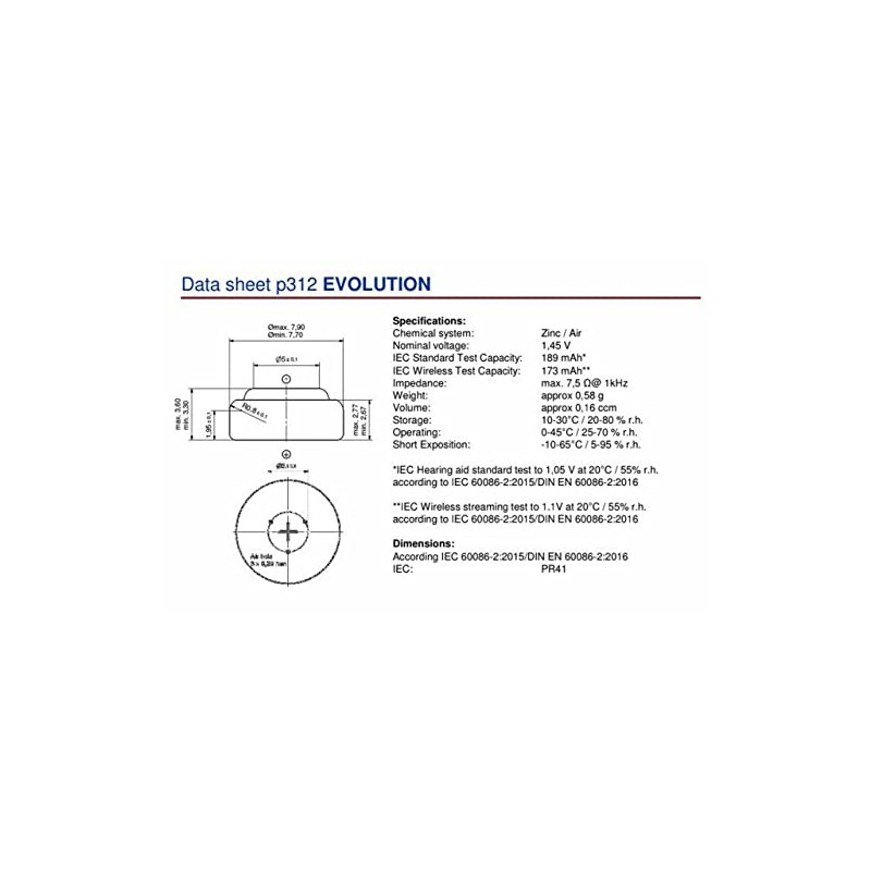 PowerOne Evolution Size 10 Hearing Aid Batteries - 1.45V Zinc