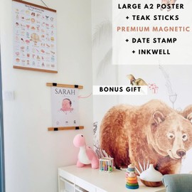 Poster My First Times - Personalize with Dates, Baby Keepsake, Newborn Keepsake, Milestone Board, Ideal for Baby Shower | Gift Box includes My First Times Poster 16 x 24 inches + Wooden Poster Hanger