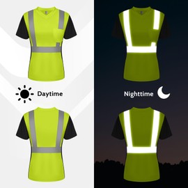 Uno Mejor Hi Vis Shirts for Women Class 3 High Visibility Shirts with Black Bottom, Safety Shirts for Women, Short Sleeve Construction Work Shirts, Breathable, UWPJ-Yellow S