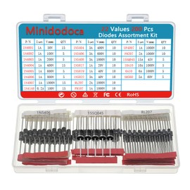 22Values Diodes Kit 1N4001 1N4002 1N4003 1N4004 1N4005 1N4006 1N4007 1N4148 1N5404 1N5406 1N5408 RL207 UF4007 FR107 FR207 1N5817 1N5819 1N5822 15SQ045 10A10 SR560 Rectifier Schottky Diode Assortment