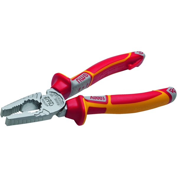 NWS 109-49-VDE-180-SB VDE Number 109-49 "CombiMax" Combination Pliers, Silver/Red/Yellow, 180 mm