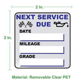 JINCH Oil Change Stickers, 300 Pcs 2 x 2 Inches Clear Oil Change Window Stickers for Vehicles Windshield, Removable Vinyl Next Service Due Reminder Sticker Labels for Car Maintenance