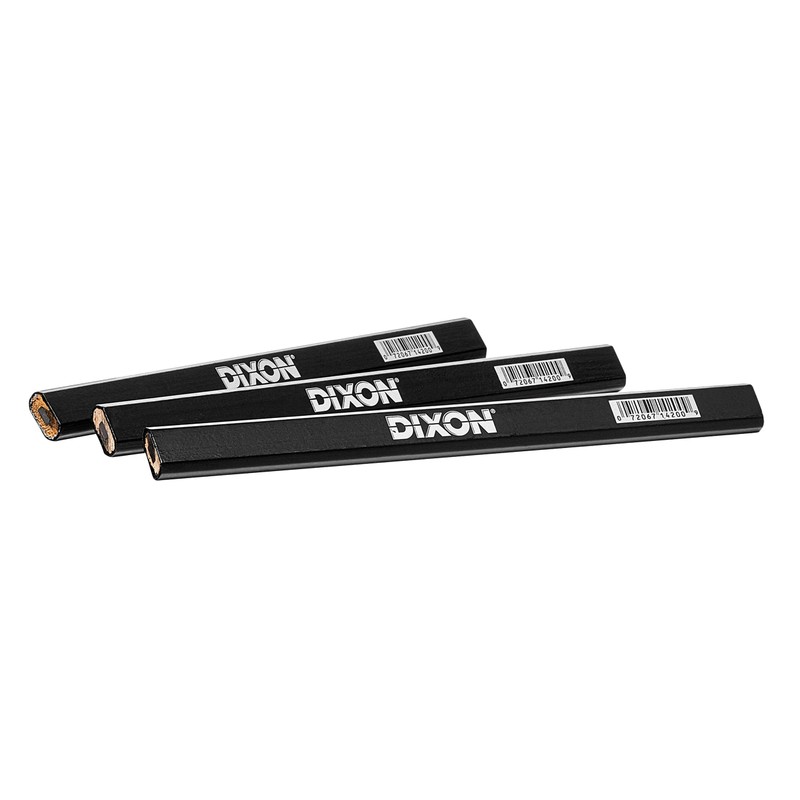 DIXON Industrial Carpenter Pencils, Medium, Black and Silver, 6-Pack, (14206)