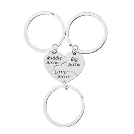 Three Sisters Keychain Gifts from Sister Birthday Gift for Big Middle Little Sister Keyring Gifts for Girls Women 3 Sisters Matching Key Chains Gift
