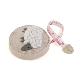 Hobby Gift Embroidered Retractable Fabric Covered Sewing Tape Measure, Sheep