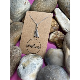 Ghost Pendant Necklace, Goul Silver Plated Chain, Ghosts Necklace, Spooky Chain, Ghost Necklaces