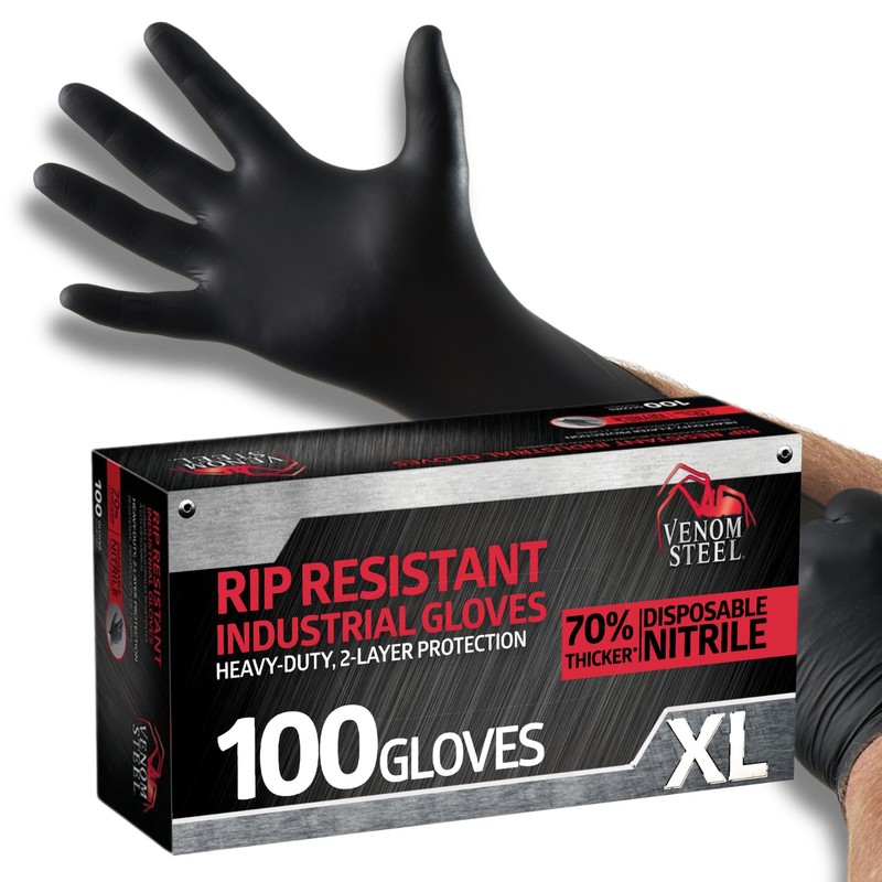 Venom Steel Premium Industrial Nitrile Gloves, (Paquete de 100)