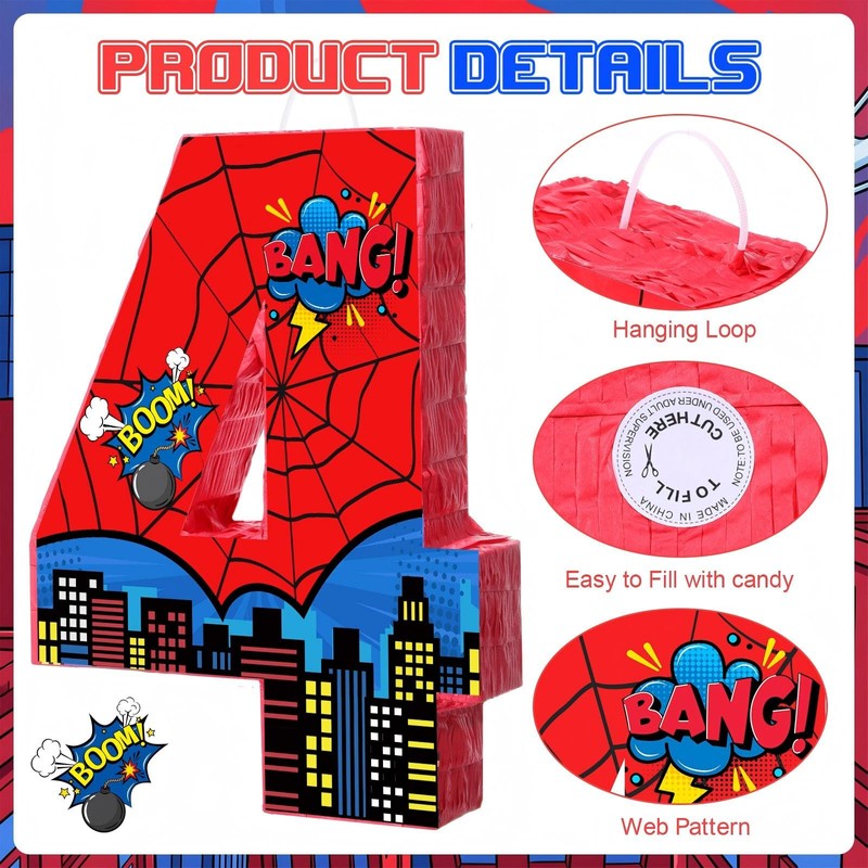 Capoda Number 4 Spider Piñata Bundle with Blindfold and Stick