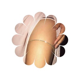 Allereya Vintage Crystal Tennis Leg Chain Gold Rhinestone Body Chain Round Cut Tennis Thigh Chain Minimal CZ Leg Chain Jewellery for Women and Girls (Gold), Crystal, Rhinestone