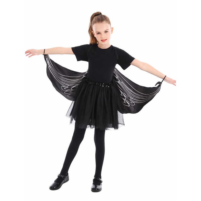 Seasons Angel Cape Wings for Girls, One Size (Black)