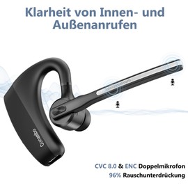 Conambo Aktualisiert V5.2 Bluetooth Headset,Headset mit Mikrofon Bluetooth mit CVC 8.0 und ENC Geräuschreduzierung für Business Office Trucker,Bluetooth Handy Headset Kompatibel mit Ladebox