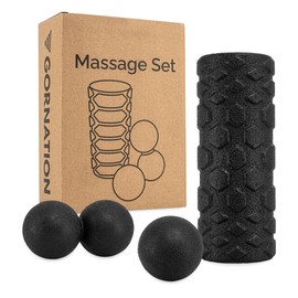 GORNATION® Massage Set - 3-Piece Set for Recovery and Tension, Travel Massage Roller, Peanut and Massage Ball for Improved Fitness Performance