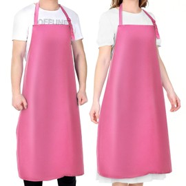 Paquete de 2 delantales de goma impermeables, delantal ajustable rosa para hombres y mujeres | Heavy duty work apron for dishwashing, chemical lab but