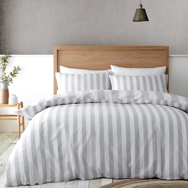 Catherine Lansfield Cove Stripe Reversible Single Duvet Cover Set with