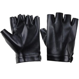 White Fang NT253 Gloves, Gloves, Leather, Fingerless, Gold, Silver, Rock Punk, Black