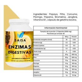 Enzimas Digestivas Suplemento 500cáp Mejor Digestión Premium Sin Sabor