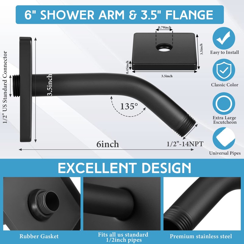 Lounsweer 3.5 Inch Shower Arm and Flange Wall Mount Replacement