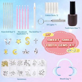 Generic Generic Tooth Gems Kit Fashionable, DIY Teeth Jewelry with Shiny Crystals, Tooth Gems Decoration Starter Kit, Teeth Gems Kit, gold and silver