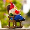 Tiejiajiang Gnome Reading Solar Statue - Outdoor Solar Gnome Reading