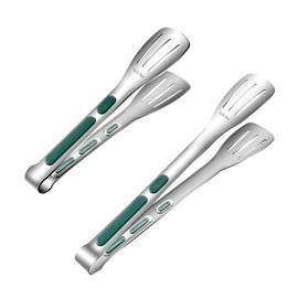 TAORANJU Kitchen Tongs, 2 Pcs (9in &12in) Stainless Steel BBQ Tongs Heavy Duty Food Serving Tongs Heat Resistant Cooking Tongs for Salad Meat Frying Pasta Baking Barbecue