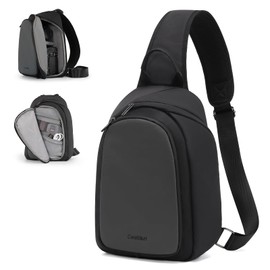 Cwatcun Camera Sling Bag Small, DSLR/SLR/Mirrorless Compact Camera Bag, Water-resistant Camera Shoulder Case Crossbody Photography Purse Compatible with Canon Nikon Sony Fuji Camera,Lens,Black