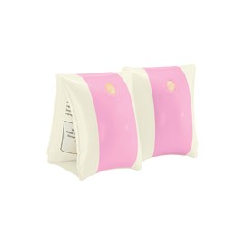 Petites-Pommes Striped Arm Floaties for Kids Ages 2-6 - Handprinted Classic Inflatable Pool Floaties - Durable, BPA-Free Swimmies with Soft Seams, Safe Valves & Storage Bag - Pink