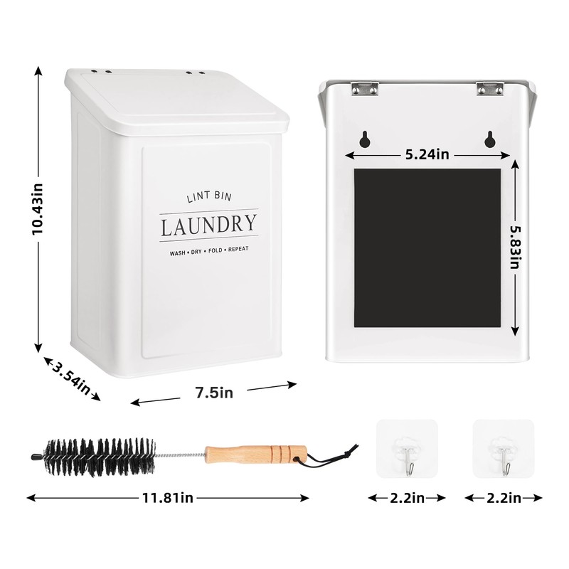 Candco Magnetic Lint Bin for Laundry Room, Metal Lint Container