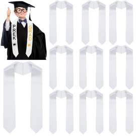 Hanaive 10 Pcs 45 Inch Unisex Kindergarten Plain Graduation Stole Preschool Graduation Sash for Kids Graduation (White)