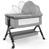 Adjustable Baby Bedside Crib Sleeper Bassinet with Storage Basket for