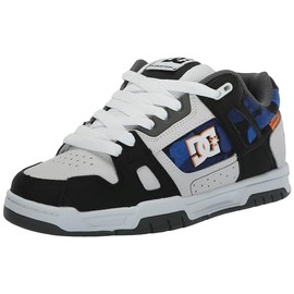 DC Men's Stag Causal Skate Shoe, White/Black/Orange, 10.5