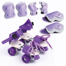 Roller Skates for Kids Girls Boys,Quad Rollerskates, Adjustable Sizing 7-9 Inch Retractable Skates for Beginning with Knee,Wrist,Hand Protection for Birthday Gift Indoor Outdoor Sport