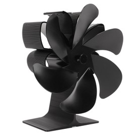 6 Blade Stove Eco Fan Black Self Starting High Temperature Resistance Energy Efficiency Heat Powered Fan for Home