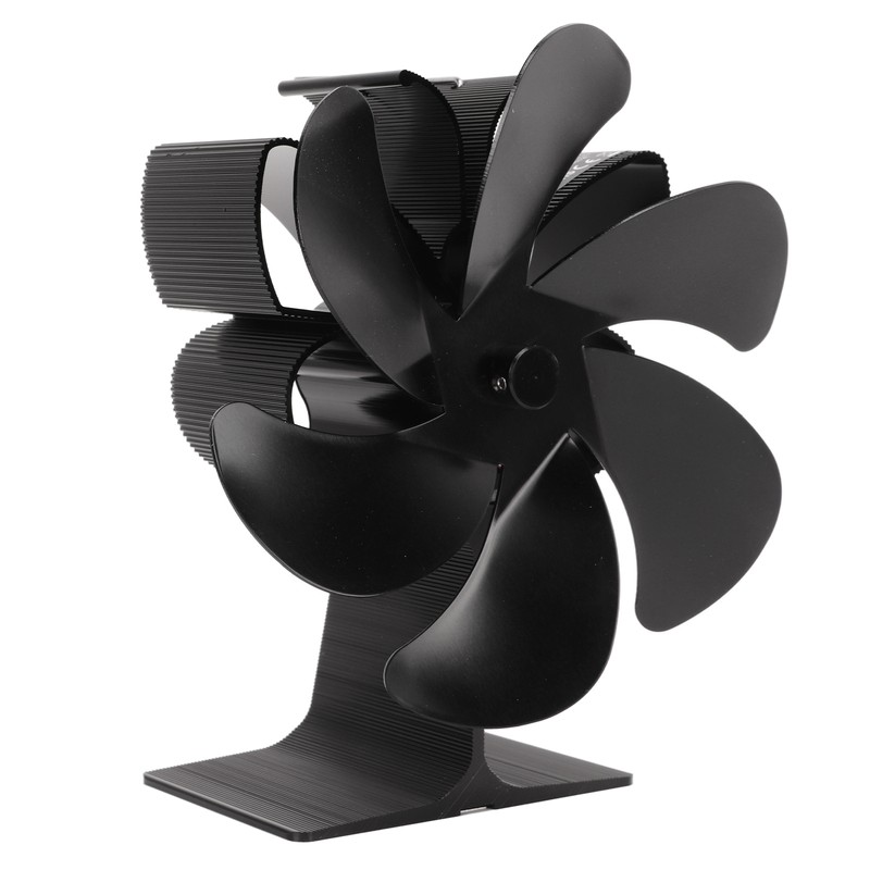 6 Blade Stove Eco Fan Black Self Starting High Temperature