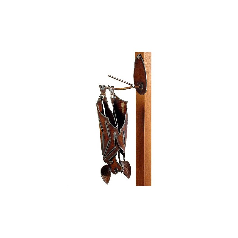 Modern Artisans Hanging Metal Garden Bat Sculpture, American Handmade: Open