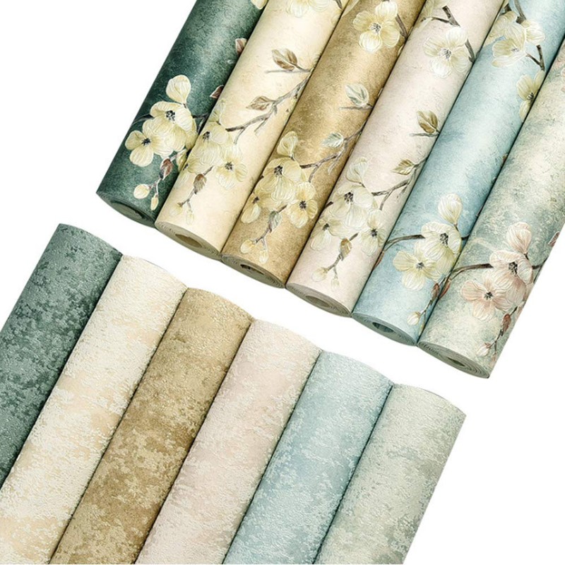 Q QIHANG Country Retro Pastoral Non-Woven Wallpaper, (A Light Yellow)