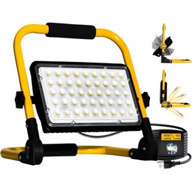 100W LED Work Light, 10000LM Bright Work Lights on Stand, IP66 Waterproof 6500K Portable Flood Light, 13.1ft 4M Cord with Plug, LED Worklight Construction Lights for Job Site Repairing Workshop Garage