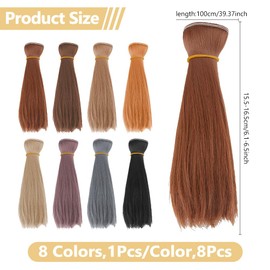 DICOSMETIC 8Pcs Doll Hair 8 Colors Doll Wig 15.5cm Straight Short Doll Hair Plastic Doll Hair Wefts Doll Making Kits Doll Hair Extensions Faux Hair Replacement for Doll Hair Crafts
