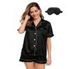 Stain Pajamas for Women Black Silk Pjs Sets Plus Size