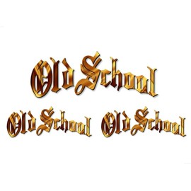 3 Old School Gold Print Effect Vinyl Decals 1-9'' and 2-6'' Retro Rockabilly Classic JDM Funny Car Window Stickers (2-6'' and 1-9" Gold Print)