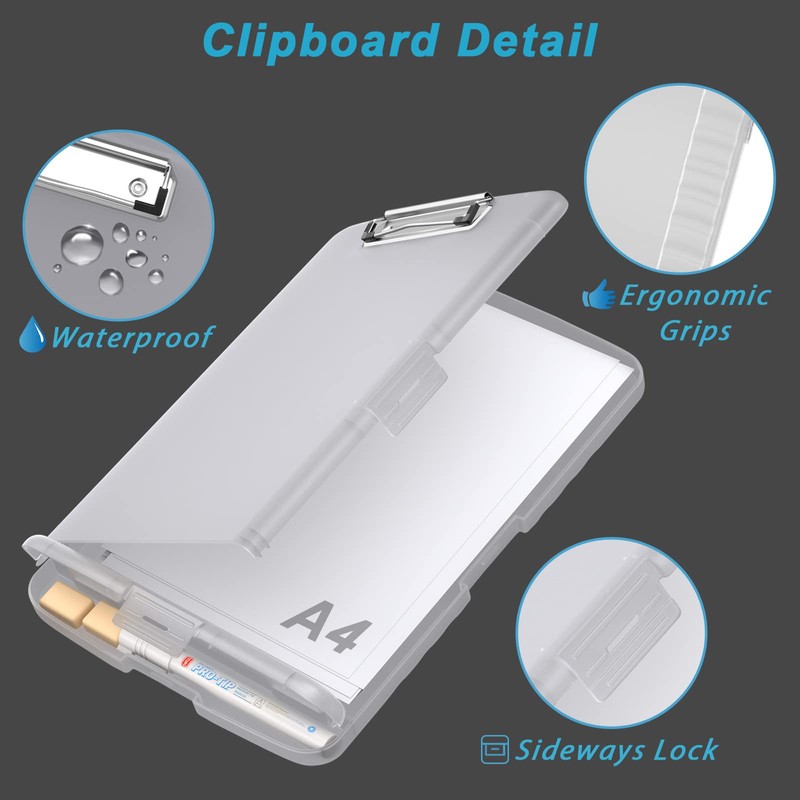 Rimilak Plastic Clipboard with Storage, 8.5 x 11 High Capacity
